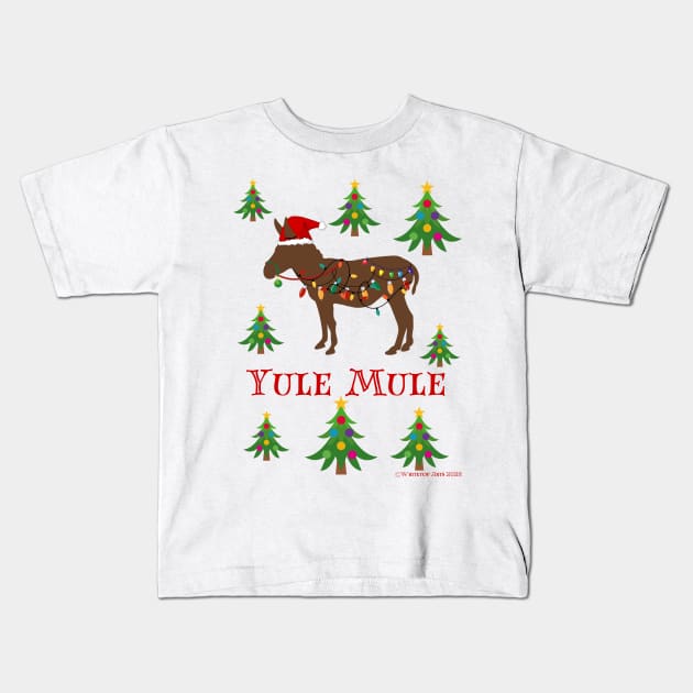 Yule Mule and Christmas Trees Holiday Graphic Kids T-Shirt by Whitetop Arts